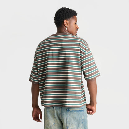 Men's Unlike Humans Jem Striped T-Shirt - Coffee Quartz