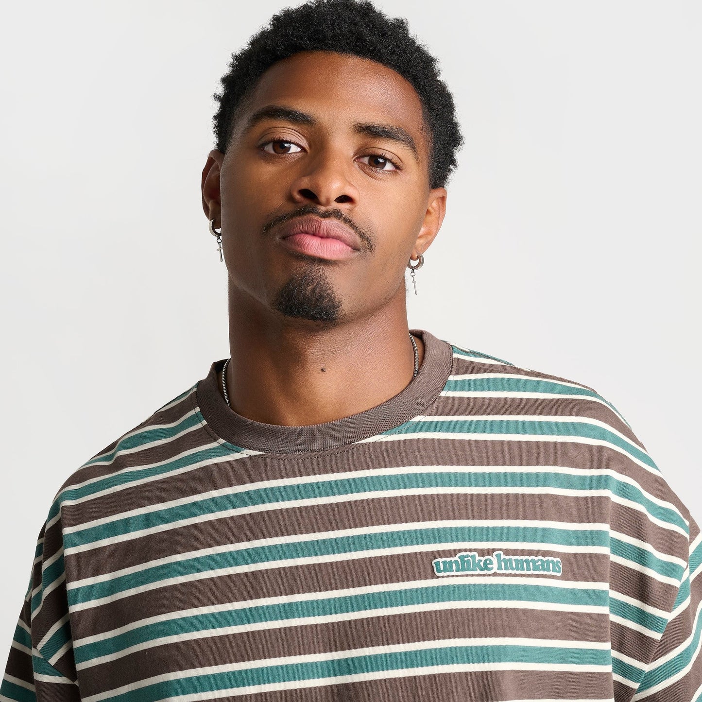 Men's Unlike Humans Jem Striped T-Shirt - Coffee Quartz