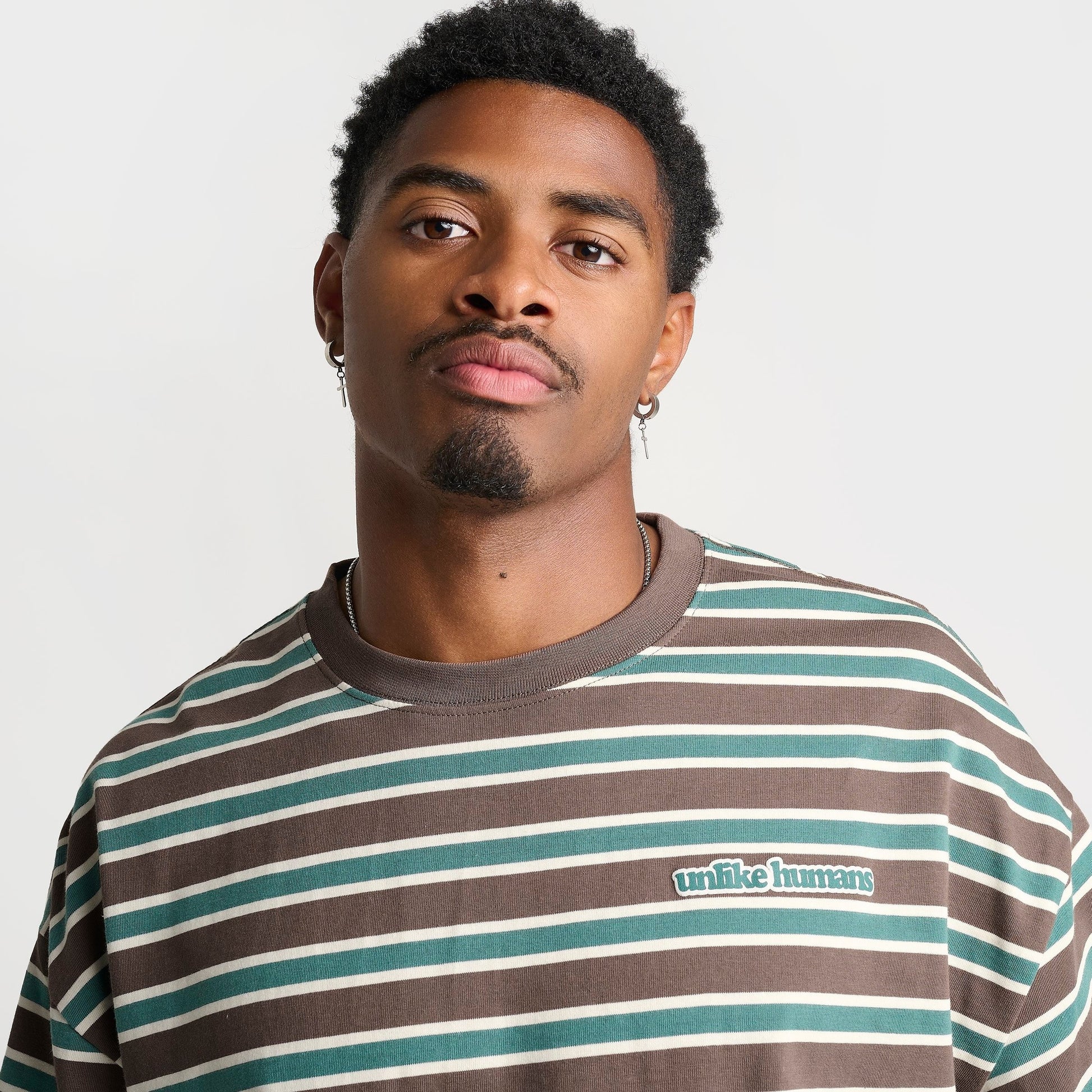 Men's Unlike Humans Jem Striped T-Shirt - Coffee Quartz