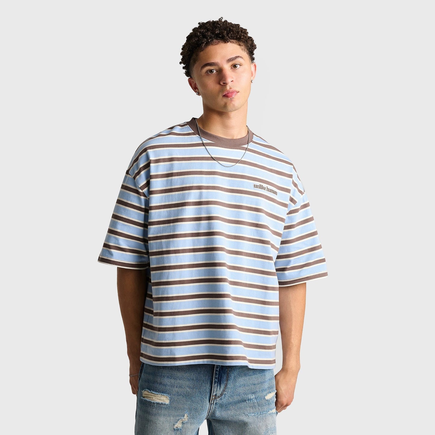 Men's Unlike Humans Jem Striped T-Shirt - Blue Bell