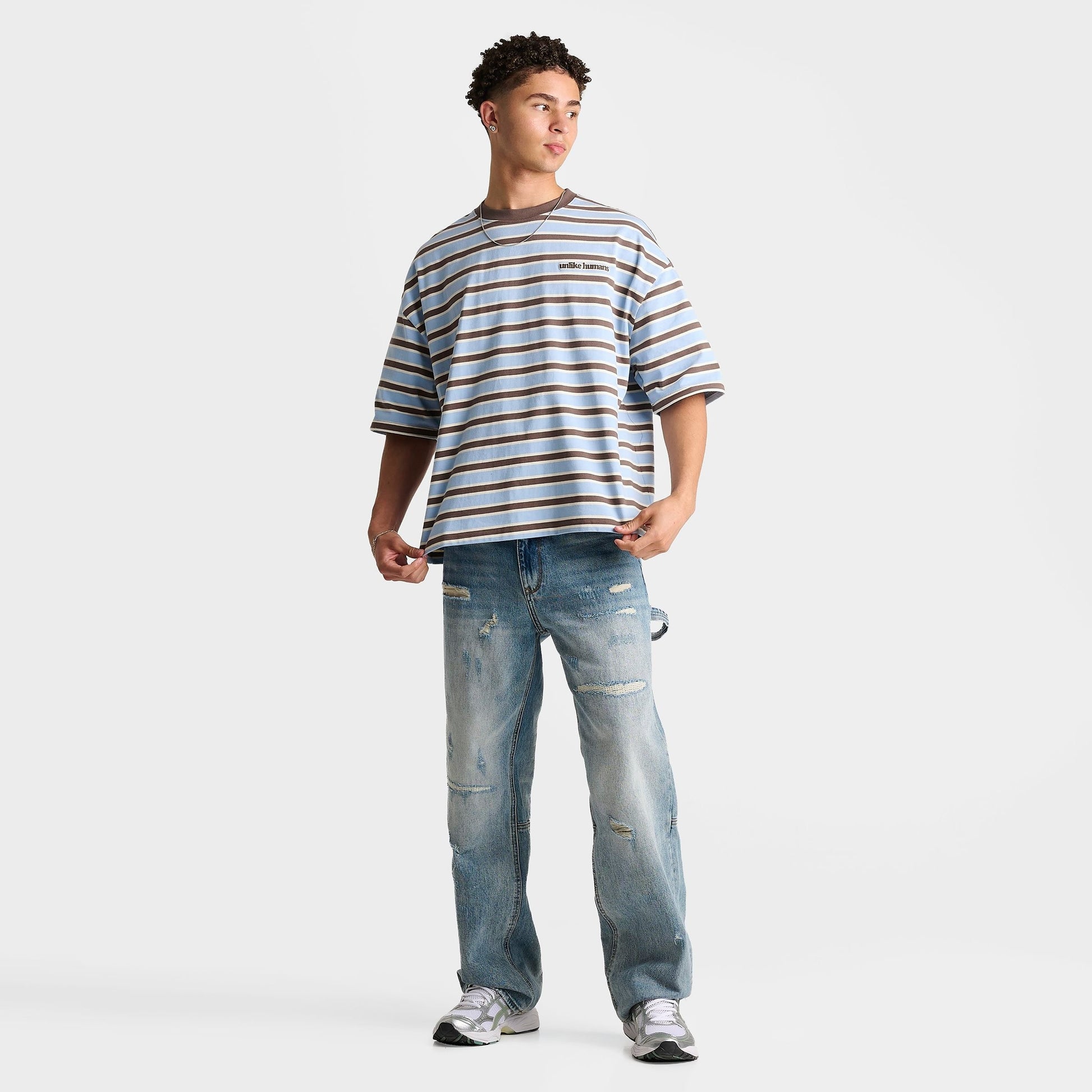 Men's Unlike Humans Jem Striped T-Shirt - Blue Bell