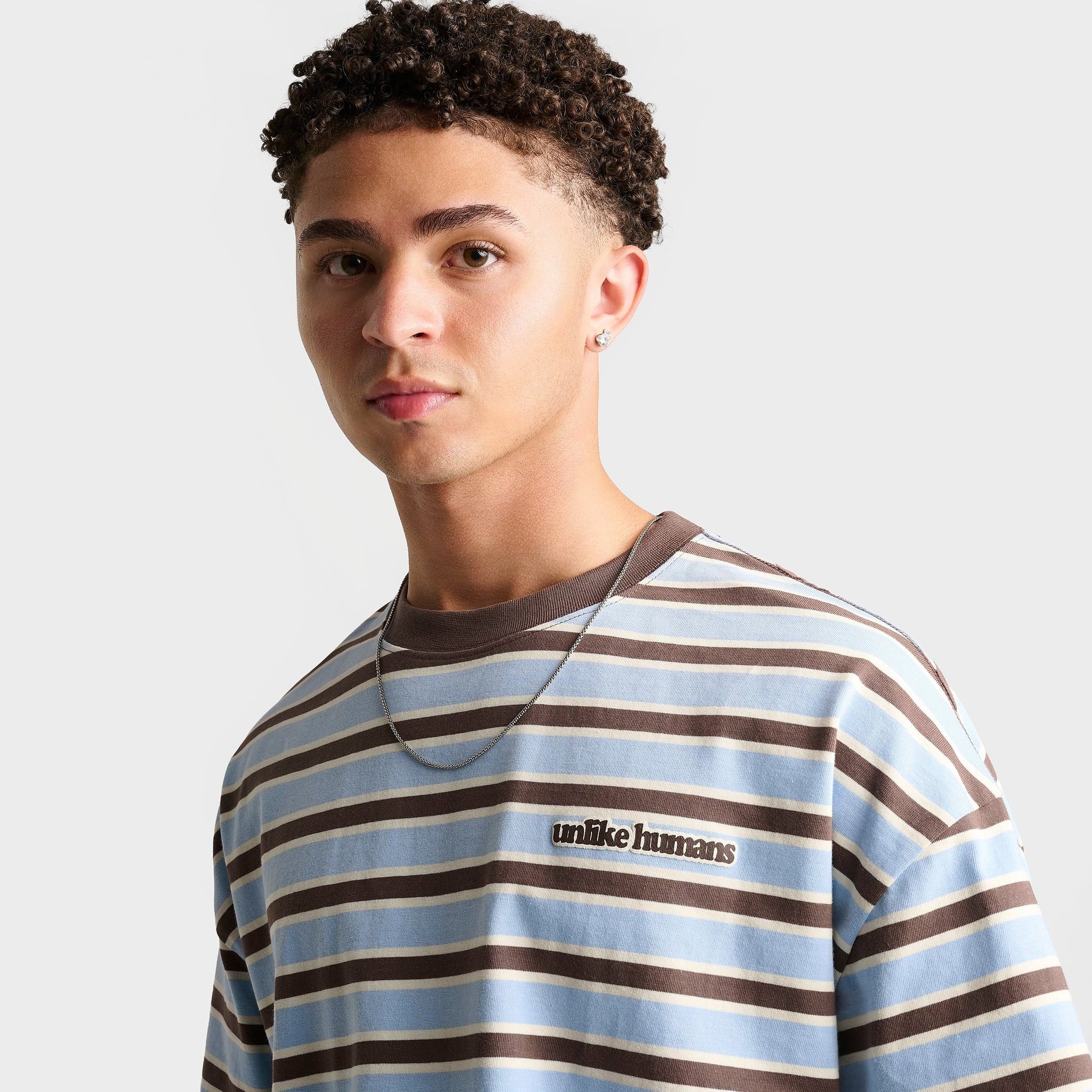 Men's Unlike Humans Jem Striped T-Shirt - Blue Bell