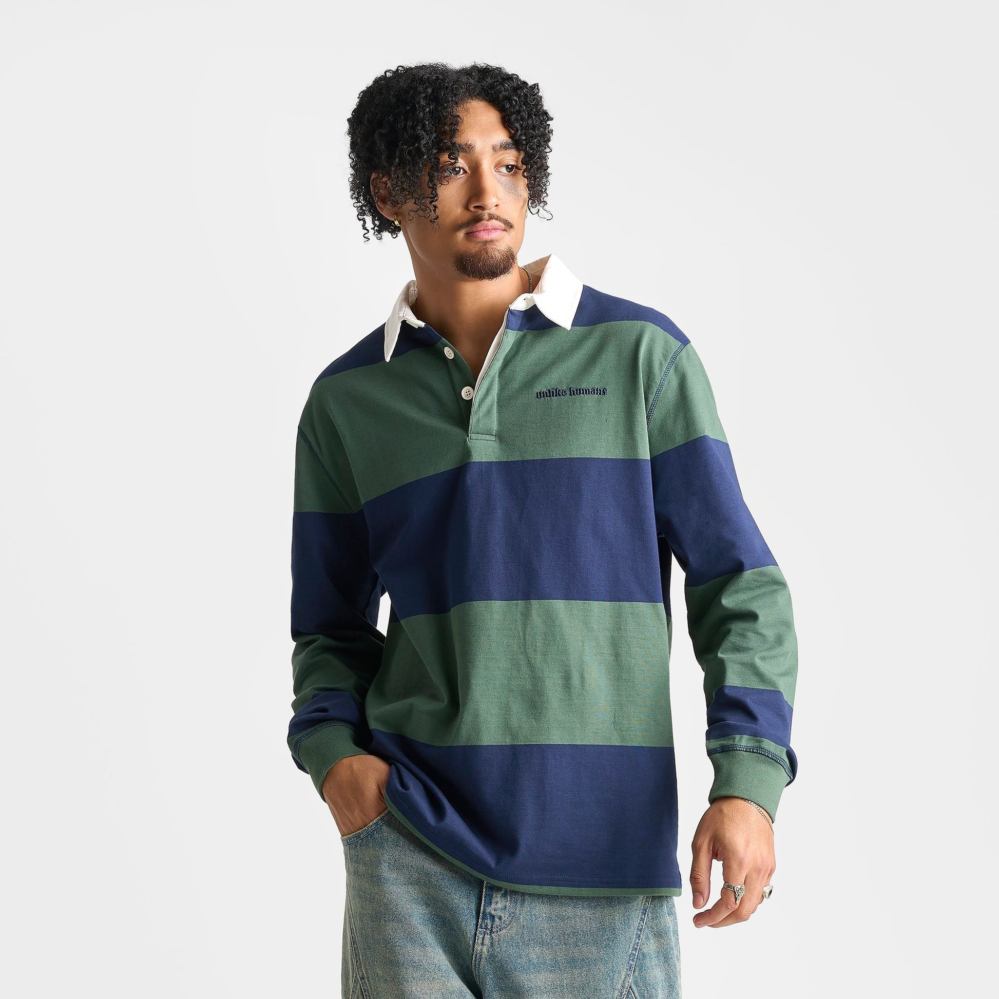 Men's Unlike Humans Jewel Rugby Shirt - Cilantro