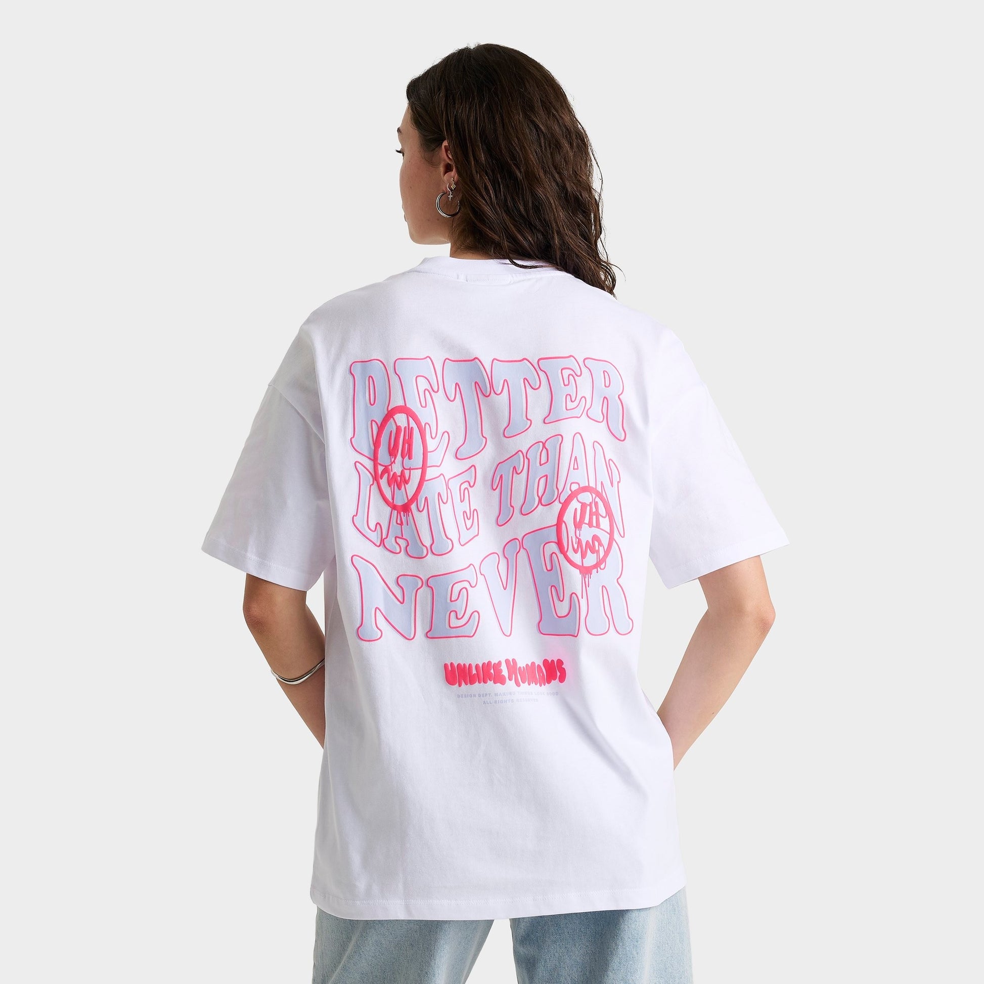 Women's Unlike Humans Better Late Than Never T-Shirt - White