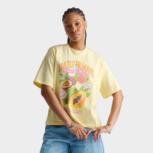 Women's Unlike Humans Tropical Boxy T-Shirt - Pastel Yellow