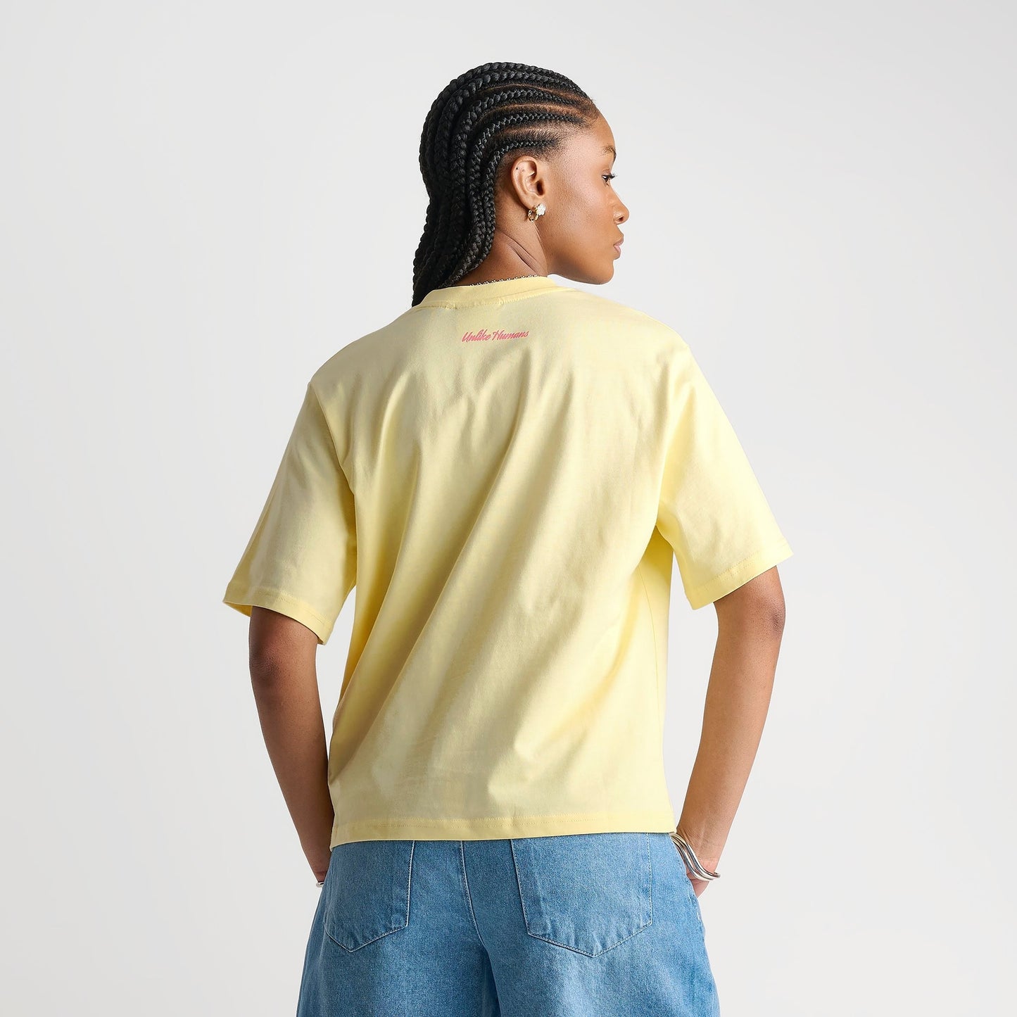Women's Unlike Humans Tropical Boxy T-Shirt - Pastel Yellow