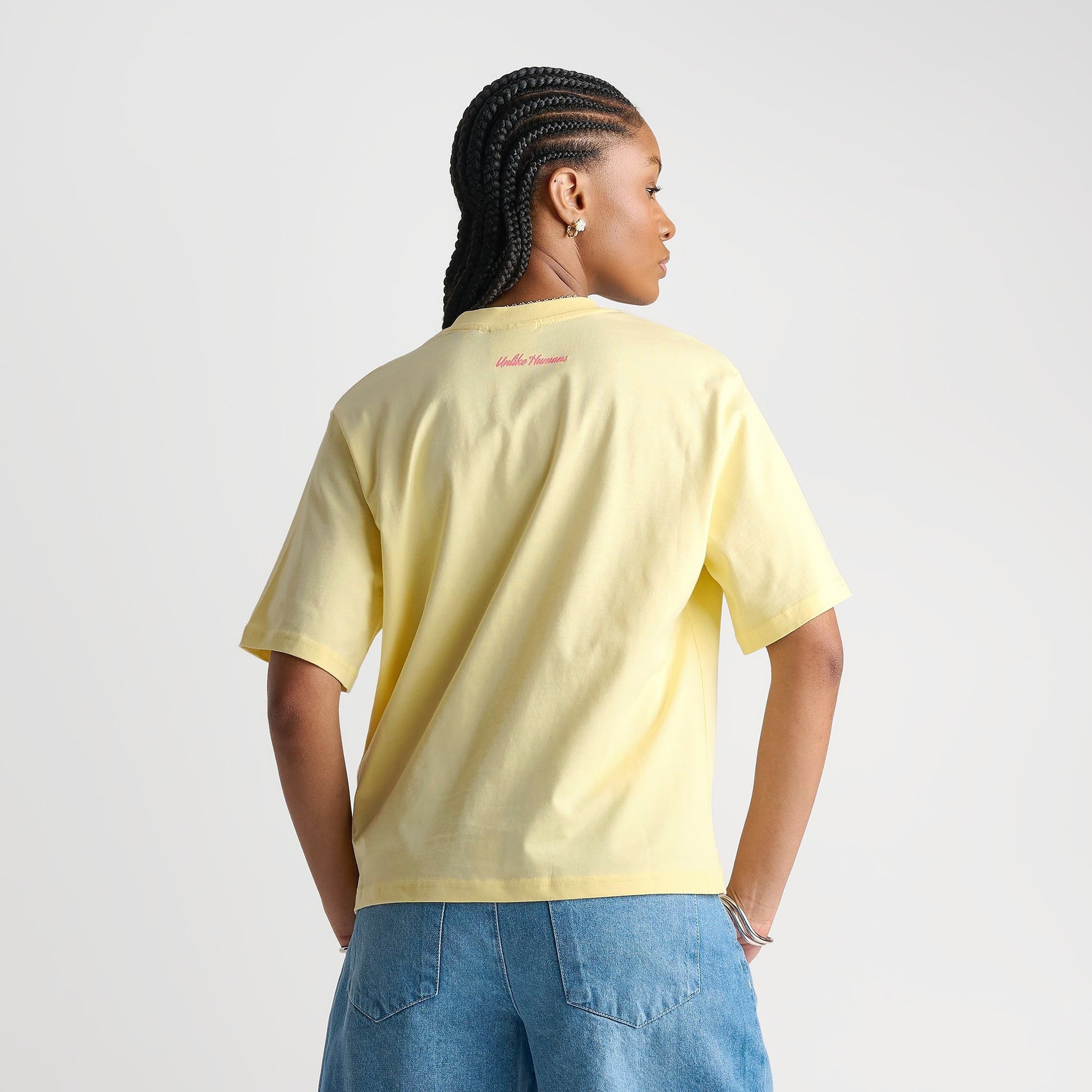 Women's Unlike Humans Tropical Boxy T-Shirt - Pastel Yellow