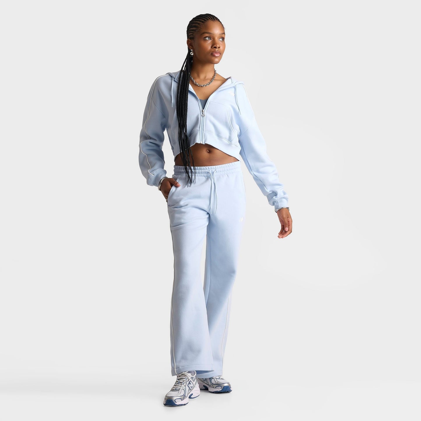 Women's New Balance Piped Wide-Leg Jogger Pants - Oxford Blue