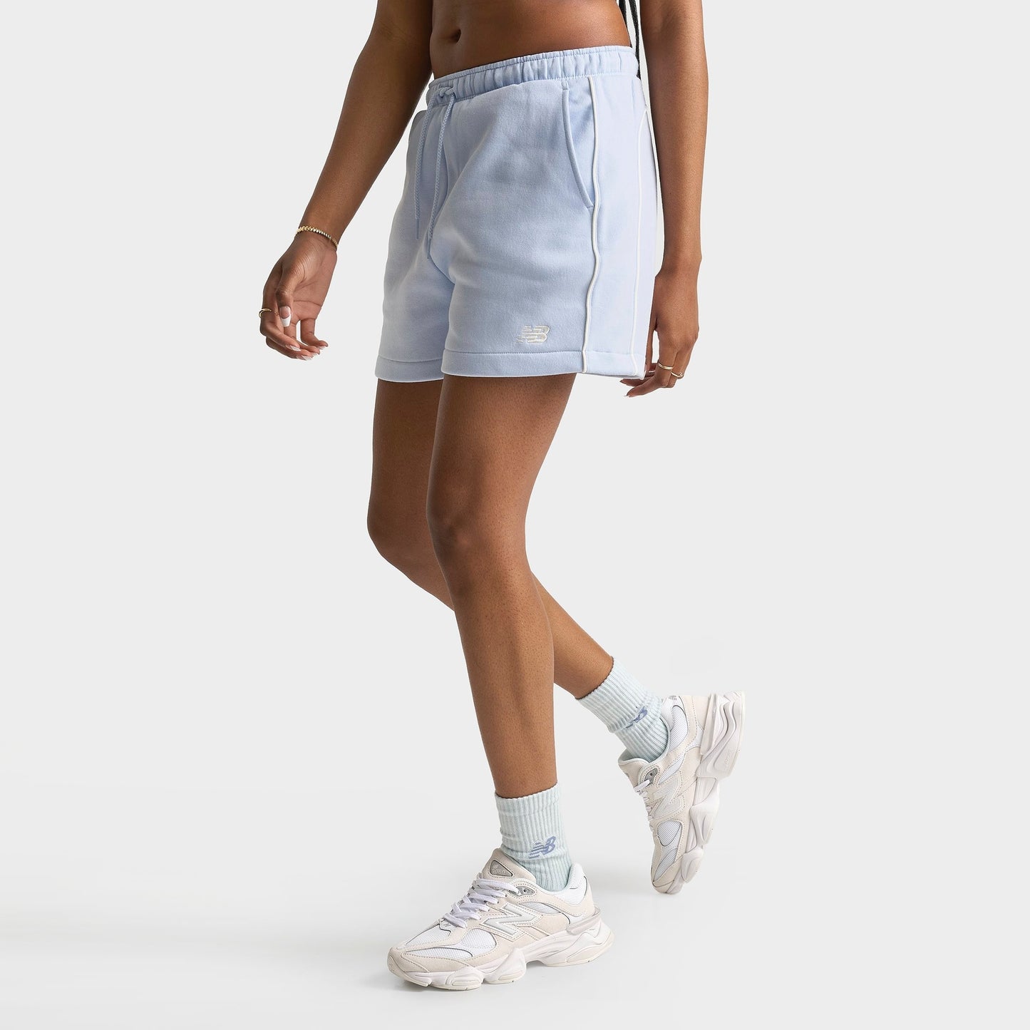 Women's New Balance Piped Fleece Shorts - Oxford Blue