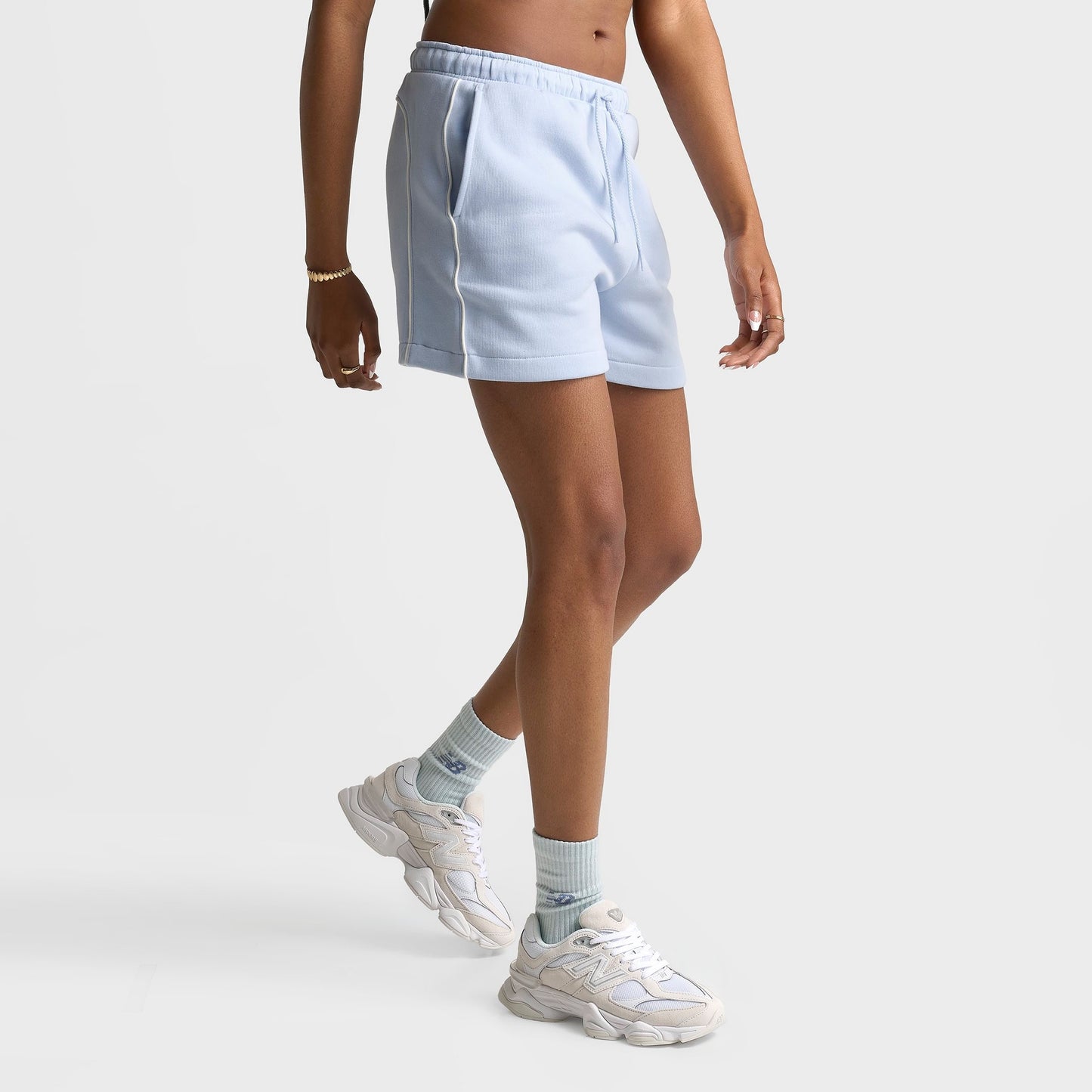 Women's New Balance Piped Fleece Shorts - Oxford Blue