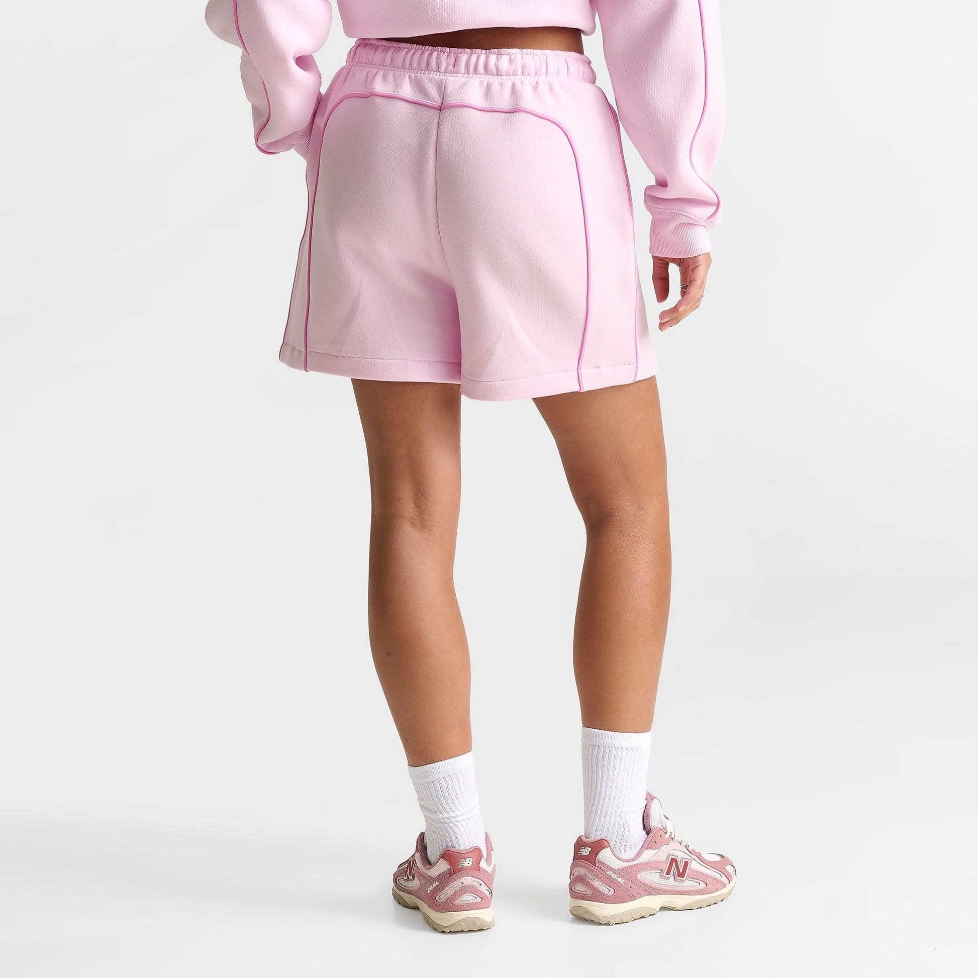Women's New Balance Piped Fleece Shorts - Light Raspberry